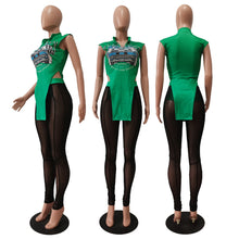 Load image into Gallery viewer, Printed irregular  T-shirt  two piece set AY2099
