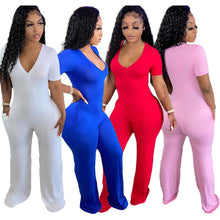 Load image into Gallery viewer, V-neck pocket wide-leg jumpsuit AY1132
