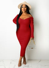 Load image into Gallery viewer, Slim sexy big V-neck off-the-shoulder dress（AY1487）
