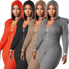 Load image into Gallery viewer, Fashion knitted hooded jumpsuit（AY1482）
