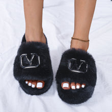 Load image into Gallery viewer, Fashion Letter Buckle Plush Slippers（HPSD183）
