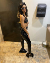 Load image into Gallery viewer, Sexy PU leather split pencil pants two-piece set（AY1769）
