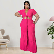 Load image into Gallery viewer, Plus wide leg pants two piece set（AY2110）
