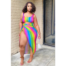 Load image into Gallery viewer, Rainbow Stripe bathing dress AY2064
