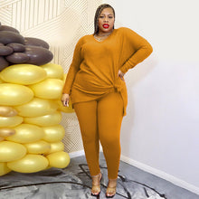 Load image into Gallery viewer, Fashion Solid Color V-Neck Casual Two Piece Set（AY2305）
