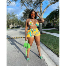 Load image into Gallery viewer, Printed Swimwear Hot Pants Shorts Three Piece Set（AY1852）
