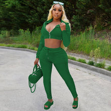 Load image into Gallery viewer, Fashion Solid Color Hooded Two Piece Set（AY2375）
