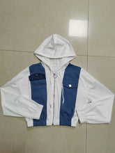 Load image into Gallery viewer, Fashion denim stitching hooded suit（AY2405）
