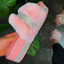 Load image into Gallery viewer, Hot sale shiny fluffy slippers
