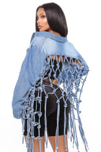 Load image into Gallery viewer, Back mesh fringed denim jacket women（AY1245）
