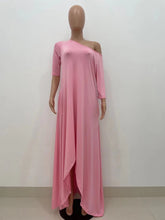 Load image into Gallery viewer, Solid Color Irregular Off Shoulder Dress（AY2207）
