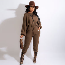 Load image into Gallery viewer, Letter puff sleeve two-piece suit（AY1602）
