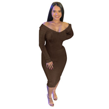 Load image into Gallery viewer, Slim sexy big V-neck off-the-shoulder dress（AY1487）
