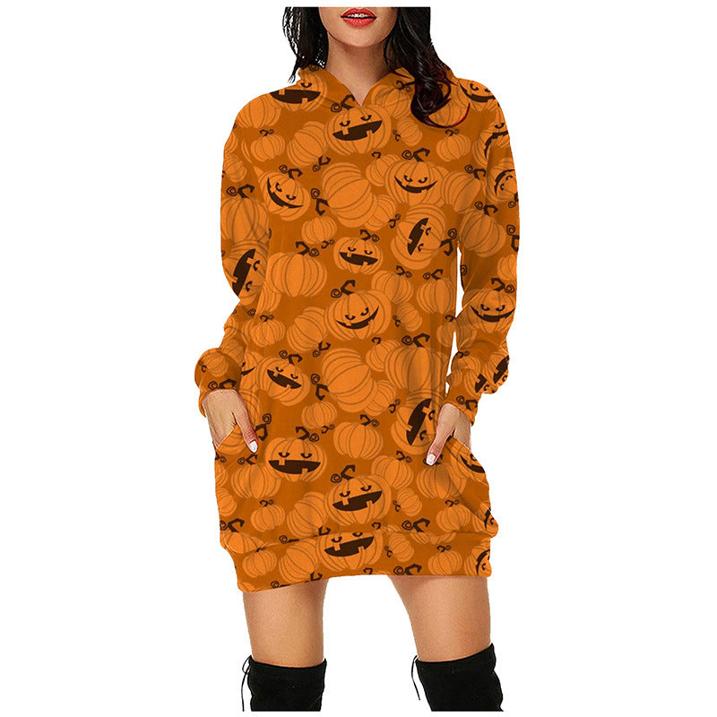 Halloween hooded long sleeve dress（AY1401）