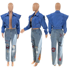 Load image into Gallery viewer, Fashion lapel jacket denim jacket(AY2519)
