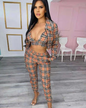 Load image into Gallery viewer, Plaid sling coat pants suit（AY1630）
