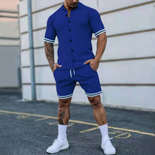 Load image into Gallery viewer, Lapel Button Down Short Sleeve Shorts Set（AY2248）
