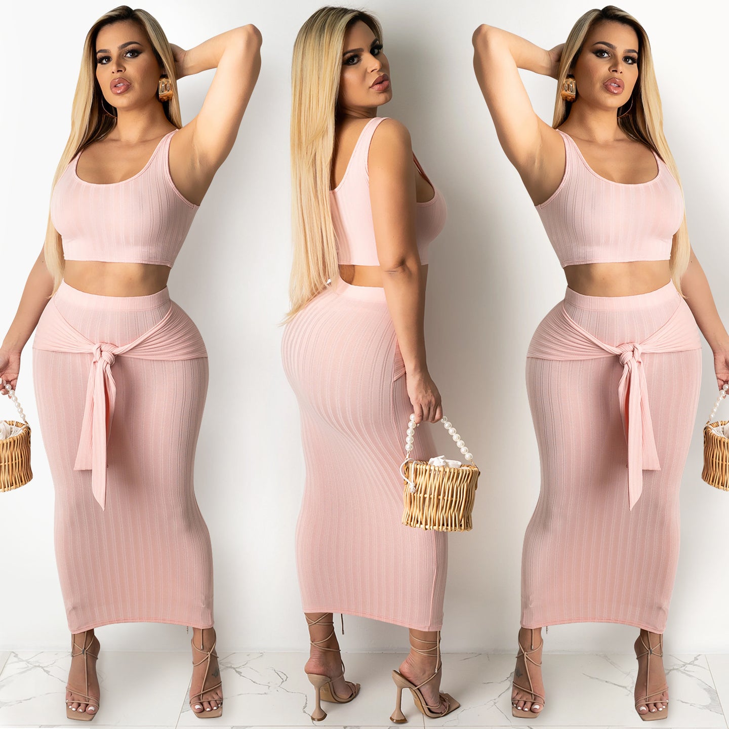 Tank top hip dress two piece set AY2179