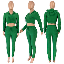 Load image into Gallery viewer, Fashion Solid Color Hooded Two Piece Set（AY2375）

