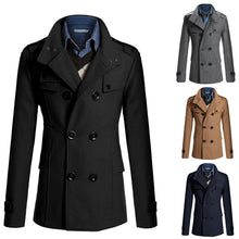 Load image into Gallery viewer, Hot selling men&#39;s stand-collar woolen coat jacket
