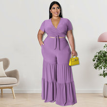 Load image into Gallery viewer, Plus wide leg pants two piece set（AY2110）
