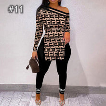 Load image into Gallery viewer, letter printed split long sleeve top suit(AY2445)
