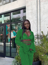 Load image into Gallery viewer, Solid Color Pleated V-Neck Suit（AY2257）
