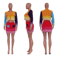 Load image into Gallery viewer, Knitted color contrast skirt suit（AY2524）
