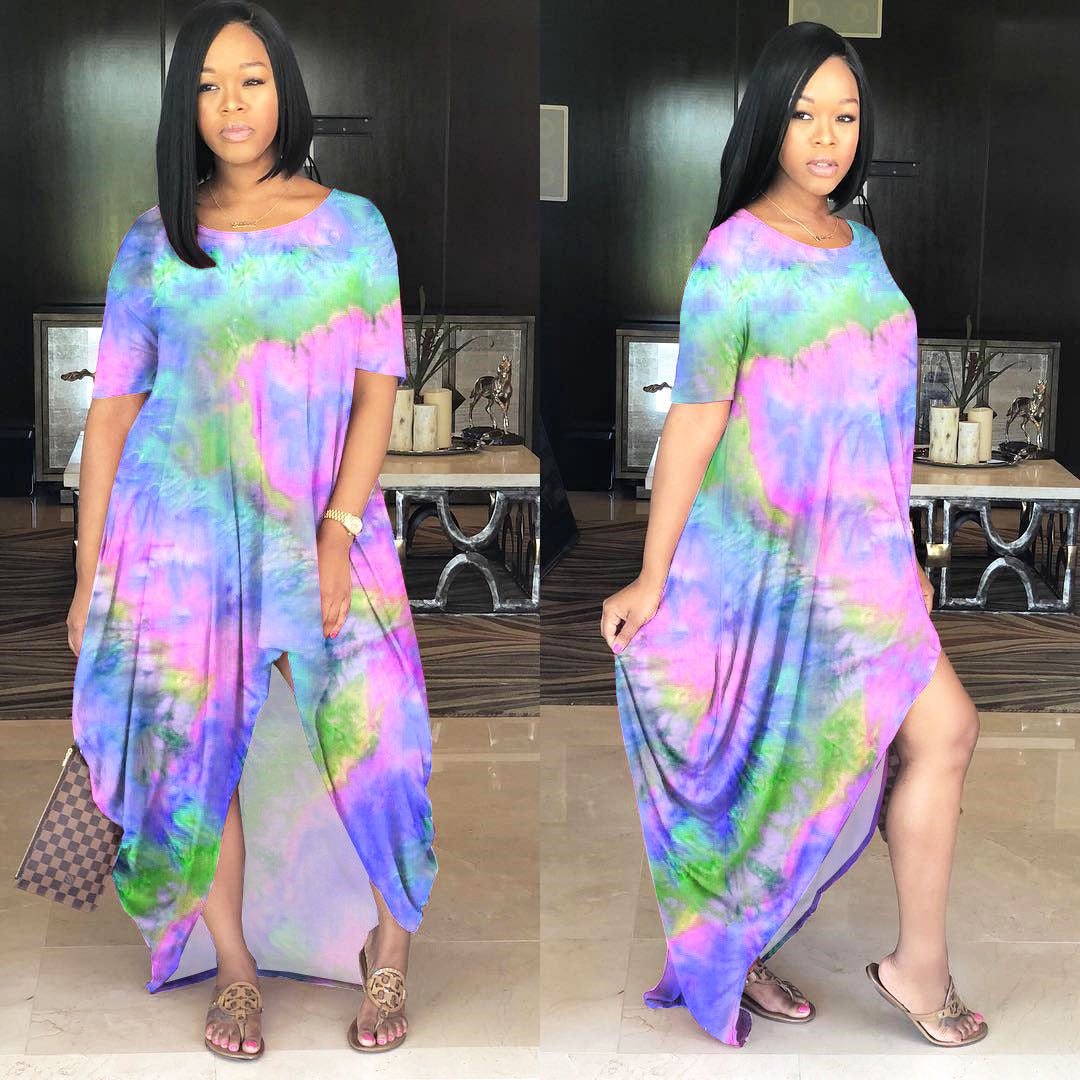 Tie-dye loose multicolor dress AY1164