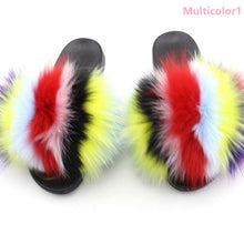 Load image into Gallery viewer, Multicolor fur slippers
