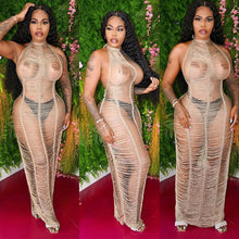 Load image into Gallery viewer, Sexy solid color knitted sheer dress（AY1776）
