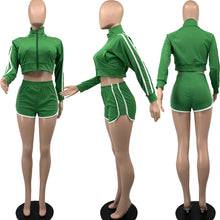 Load image into Gallery viewer, Zip Long Sleeve Jacket Shorts Two Piece Set（AY2337）
