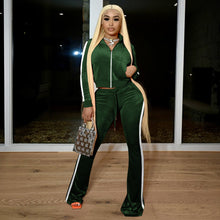 Load image into Gallery viewer, Fashion ribbed color-block flared pants suit（AY1309）
