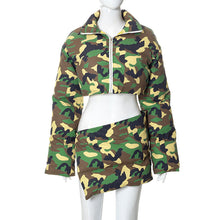 Load image into Gallery viewer, Fashion short cotton camouflage skirt suit（AY2404）
