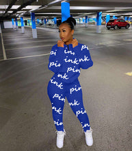 Load image into Gallery viewer, Fashion printed letter sweatshirt fabric sports suit（AY1290
