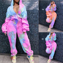 Load image into Gallery viewer, Tie-dye printed hooded sports two-piece suit（AY1306）
