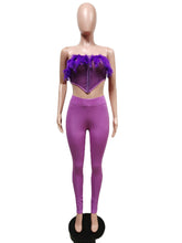 Load image into Gallery viewer, Sexy feather tube top two piece set（AY1970）
