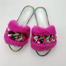 Load image into Gallery viewer, Jelly fluffy  chain slippers（HPSD024）
