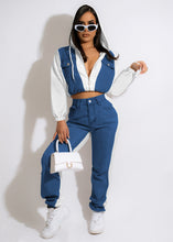Load image into Gallery viewer, Fashion denim stitching hooded suit（AY2405）
