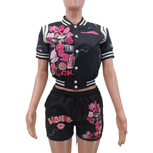 Load image into Gallery viewer, Fashion casual printed baseball suit with short sleeve AY2679
