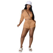 Load image into Gallery viewer, Pleated open back hooded two piece set AY1982

