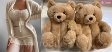 Load image into Gallery viewer, Plush Three Piece+teddy bear slipper set
