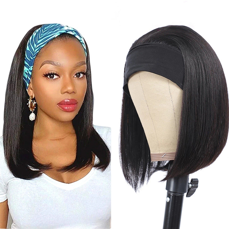 Headband Straight Bob Human Hair Wigs(AH5044)