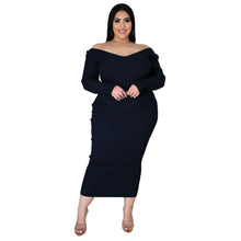 Load image into Gallery viewer, Plus Long Sleeve Ribbed Pit Dress（AY2369）
