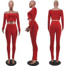 Load image into Gallery viewer, Sexy solid color off shoulder two-piece set（AY2493）
