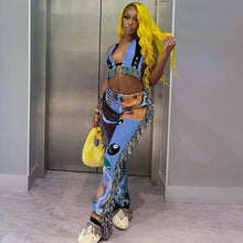 Load image into Gallery viewer, Sexy Printed Fringe Two Piece Set（AY1824）
