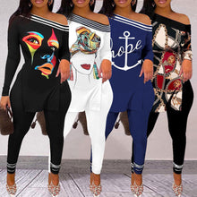 Load image into Gallery viewer, letter printed split long sleeve top suit(AY2445)
