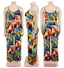 Load image into Gallery viewer, Suspender printed Jumpsuit with belt AY2125
