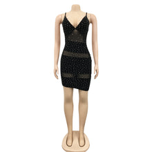 Load image into Gallery viewer, Sexy V-Neck See-Through Rhinestone Sling Dress（AY1812）
