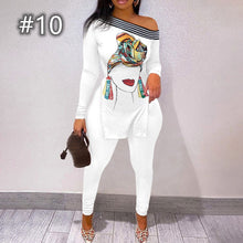 Load image into Gallery viewer, letter printed split long sleeve top suit(AY2445)
